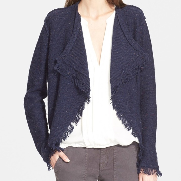 Joie Sweaters - Joie | 'Nalah' Drape Front Cardigan with Fringe  L